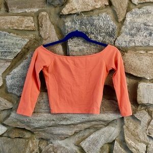Hollister Coral Off The Shoulder Crop Top